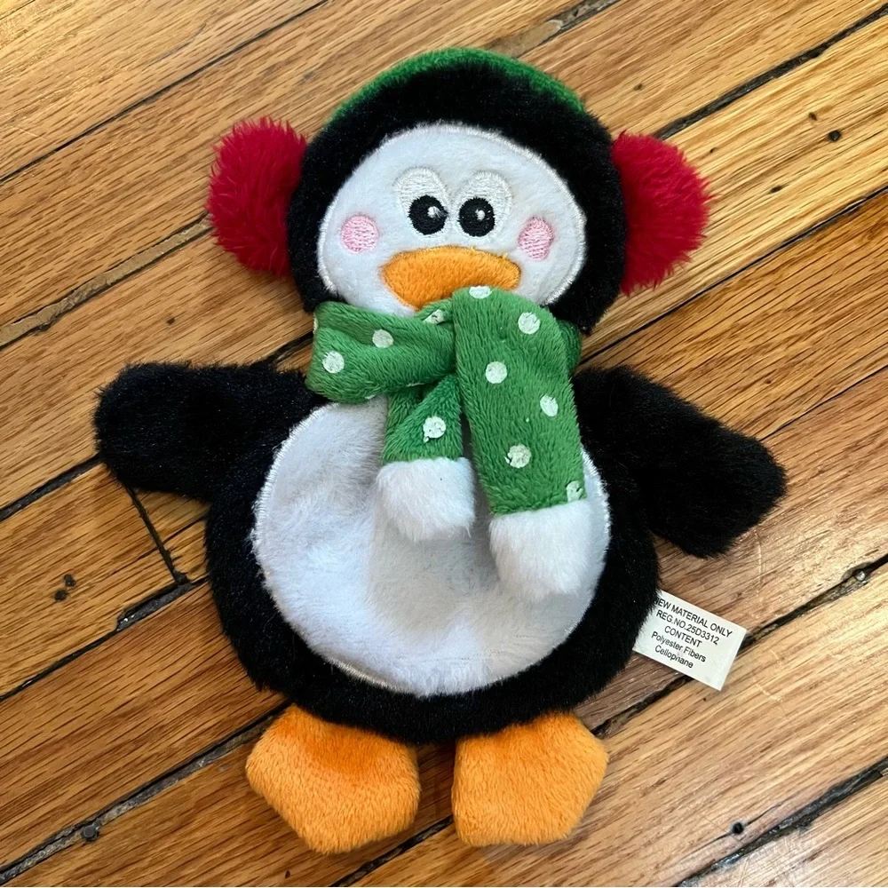 Dog Toys: Set of 2 - Plush Moose & Penguin, Crinkle Foil Inside